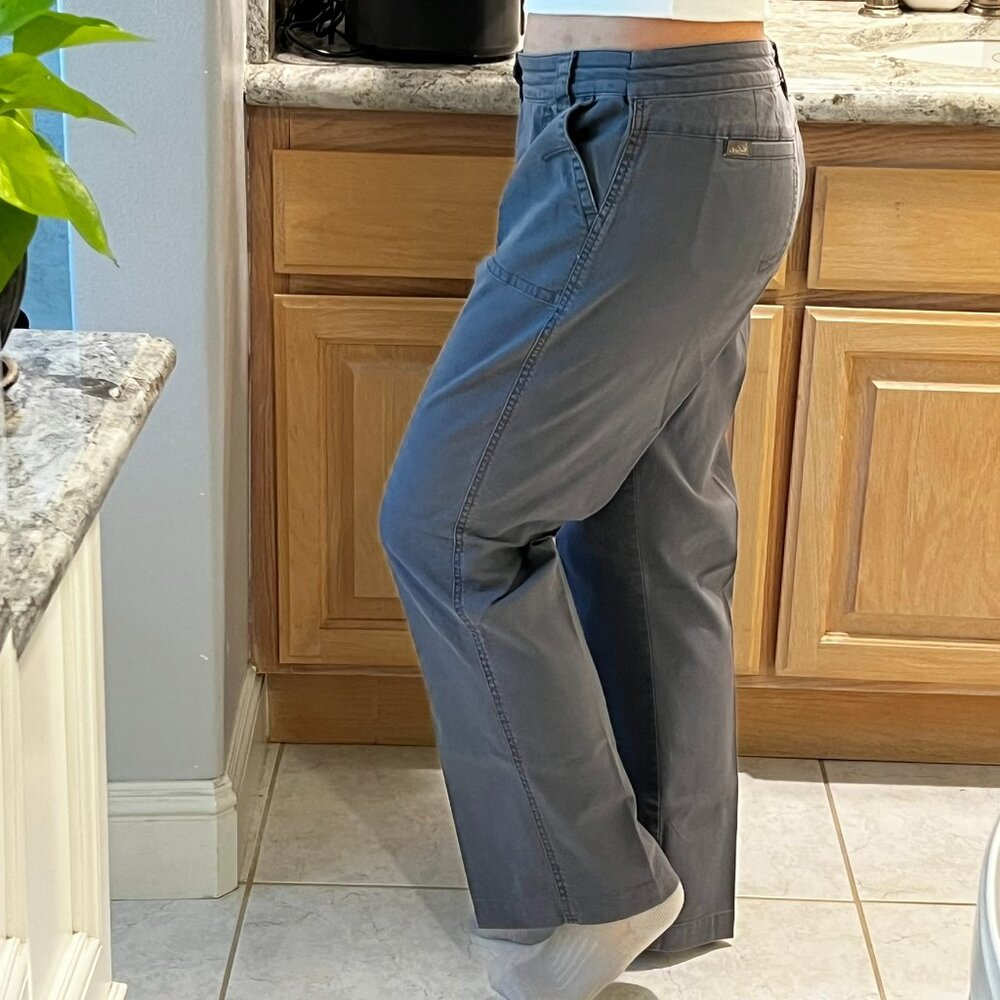 Woolrich Women's Cotton High Rise Gray Lightweight Wide Leg Utility Pants sz 14